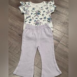 Baby Essentials Baby Girl 6 Months Purple Floral Outfit